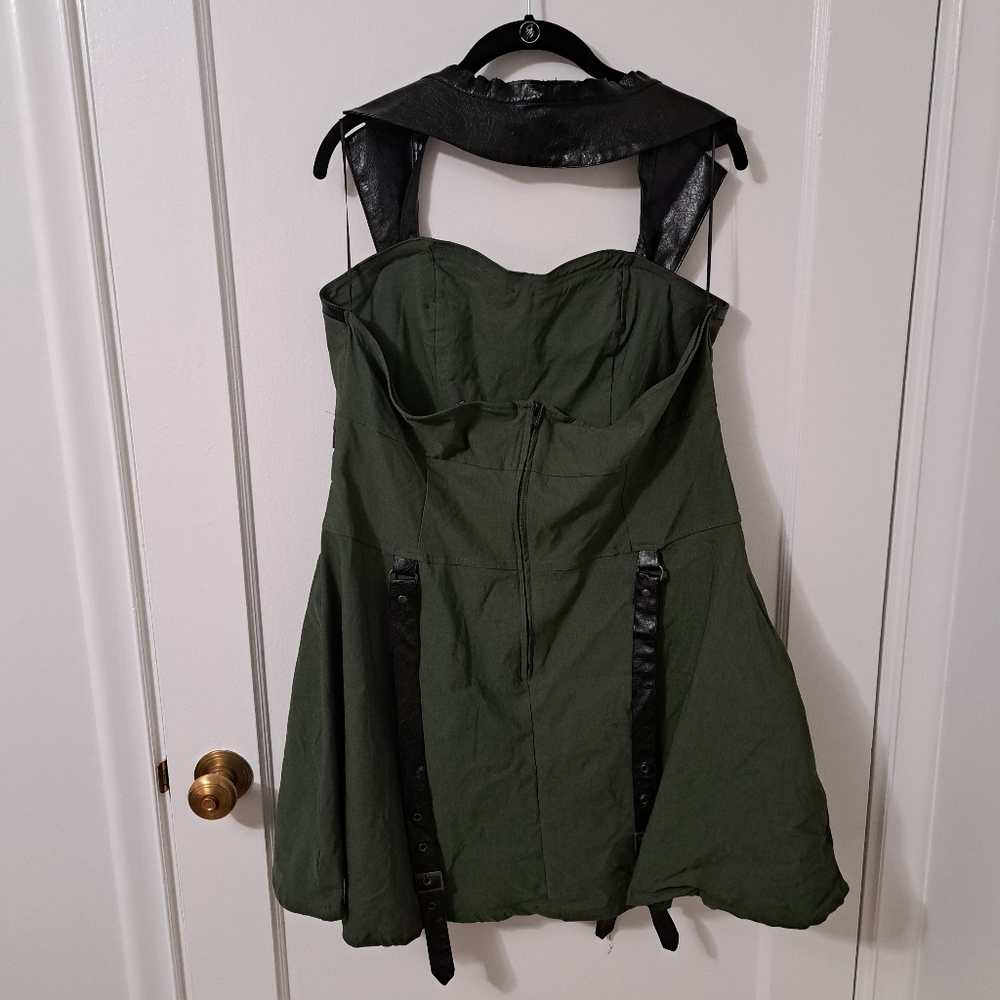 Carpe Noctem KILLSTAR Psy-Ops Green Khaki Halter Goth Dress Size 3XL